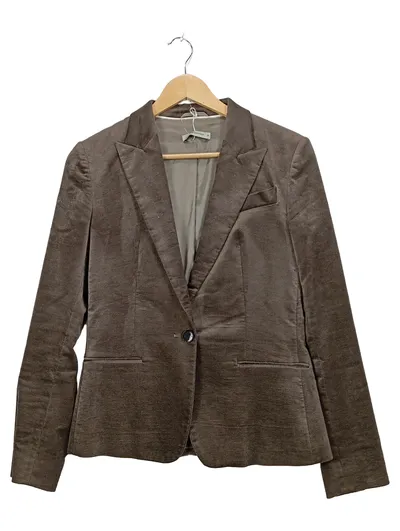 René Lezard Damen Blazer Gr. 36 Braun Baumwolle Klassisch Business