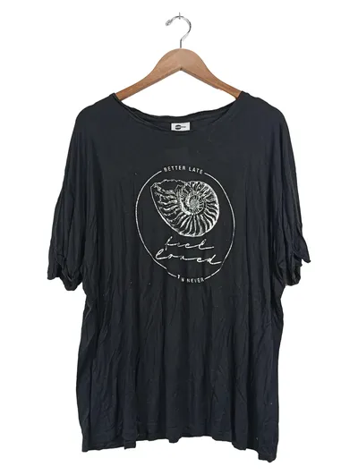everme Damen T-Shirt Ammoniten-Print Schwarz Gr. 44/XXL Casual
