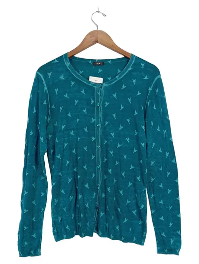 G.W. Damen Strickjacke mit Vogelmuster Gr. 28 Petrol Casual