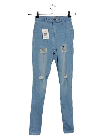 FITJEANS Damen Skinny Fit Jeans Hose Ripped Blau Größe S