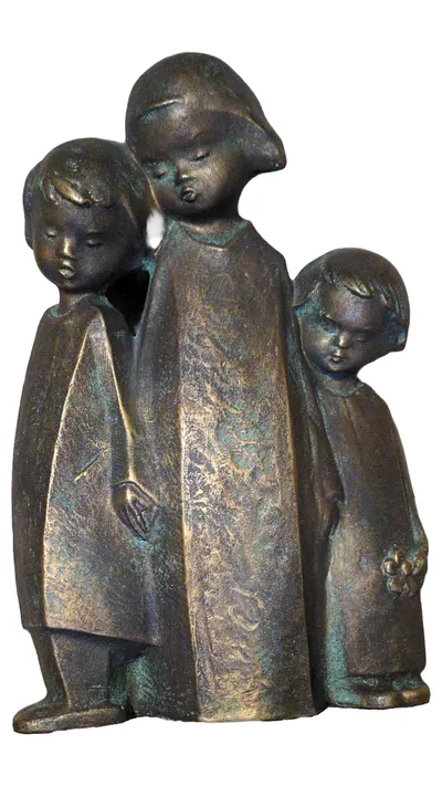 Achatit Kindergruppe Dekofigur Keramik Klassisch Braun 25cm