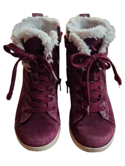 Elefanten Kinder Schneestiefel Gr. 31 Bordeaux Leder Fell gefüttert