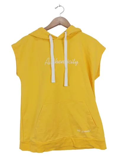 CARTOON Damen Kapuzenpullover ärmellos Gr. 36/S Gelb Schriftzug Casual