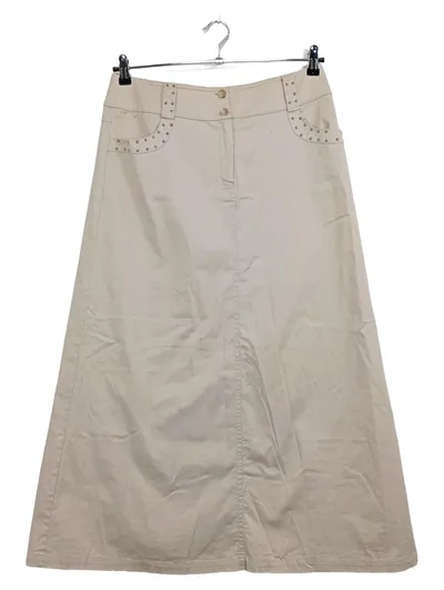 Aker Damen A-Linienrock Gr. 42 Beige Casual Baumwolle Nieten