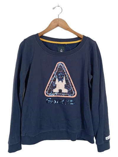 Gaastra Damen Pullover Blau Gr. 38/M Casual Pailletten Langarm Sweatshirt