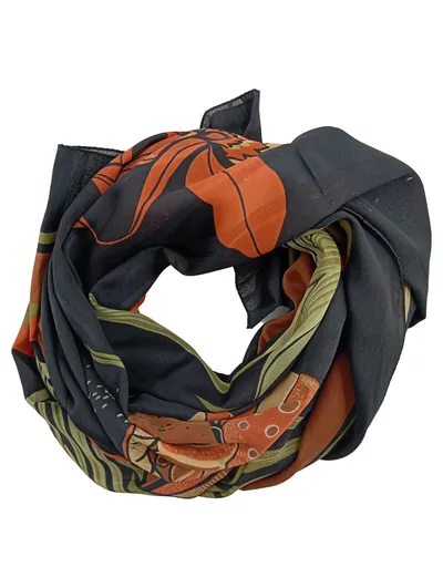 Feliciani Damen Schal Fischmotiv Mehrfarbig Polyester 140x125 cm Modern