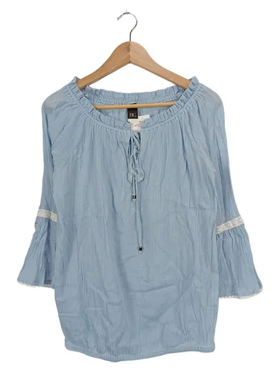 BEST CONNECTIONS Damen Bluse Langarm Bohemian Blau Gr. 34 Spitze Rüschen