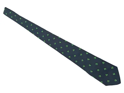 HORTEX Krawatte Herren Blau Kleeblattmuster Elegant Polyester