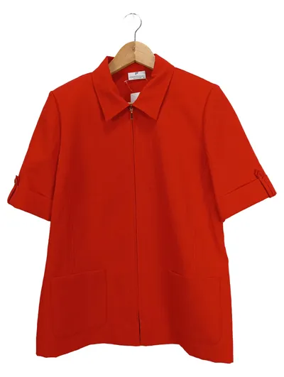Frankenwälder Damen Leichte Jacke Gr. 42 Rot Kurzarm Reißverschluss