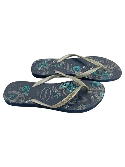 Havaianas Slim Damen Sandalen Blau Florales Muster Gr. 38 Casual
