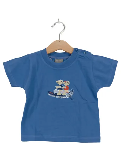 Schiesser Baby T-Shirt Maus-Motiv Blau Gr. 74 Baumwolle Kurzarm