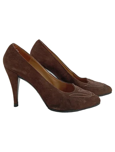 Charles Jourdan Damen Pumps Gr. 38 Braun Elegant Wildleder High Heels