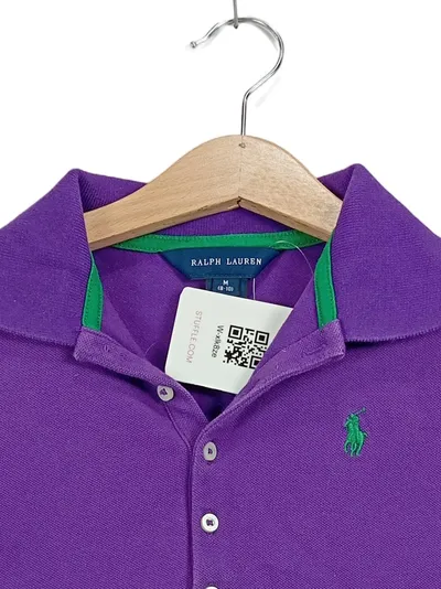 Ralph Lauren Kinder Poloshirt Lila Gr. 134 Kurzarm Baumwolle Logo Stickerei