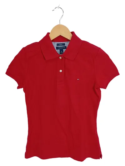 Tommy Hilfiger Damen Poloshirt Rot Slim Fit Gr. S/36 Baumwolle