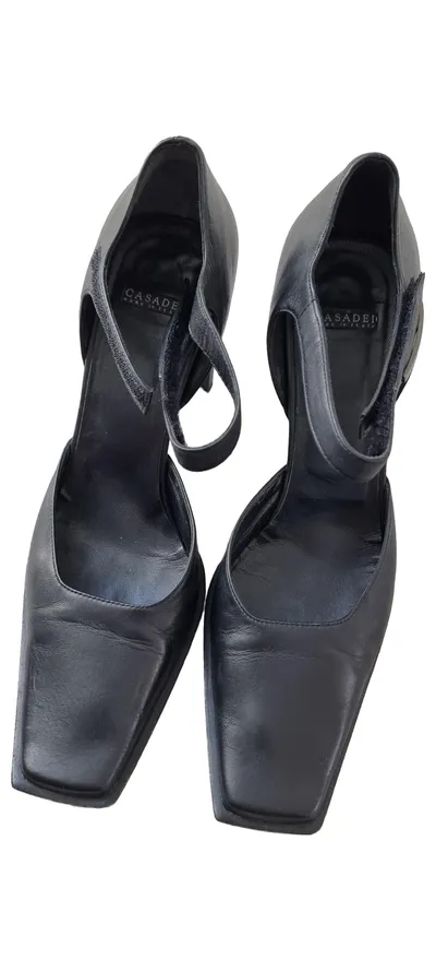 CASADEI Damen Pumps Gr. 39 Schwarz Elegant Leder Riemchen Business