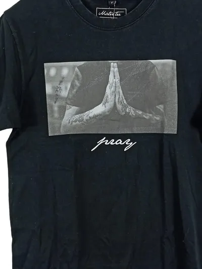 MISTER TEE Herren T-Shirt Schwarz Gr. 38 Streetwear mit Pray Print