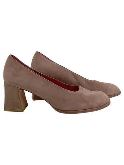 Charles Jourdan Damen Pumps Gr. 38 Beige Wildleder Klassisch Elegant