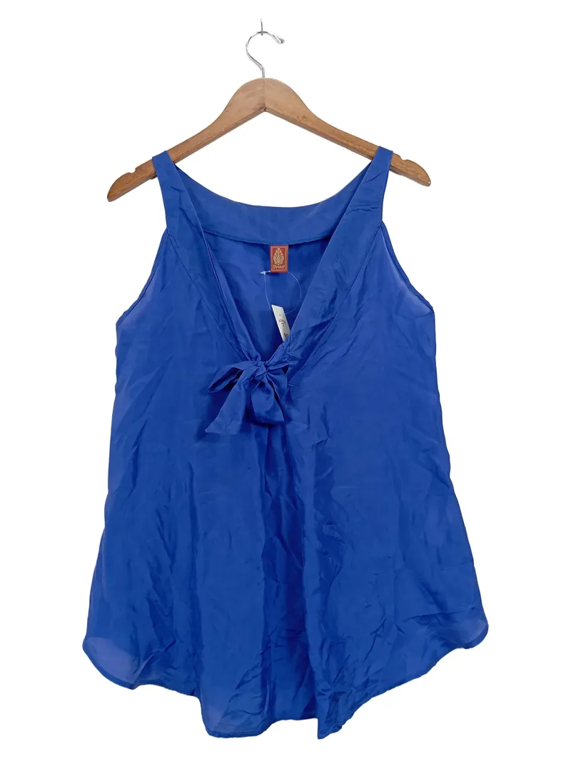 Dondup Damen Bluse Seide Blau Einheitsgröße Schleife SF044D Top Shirt 1