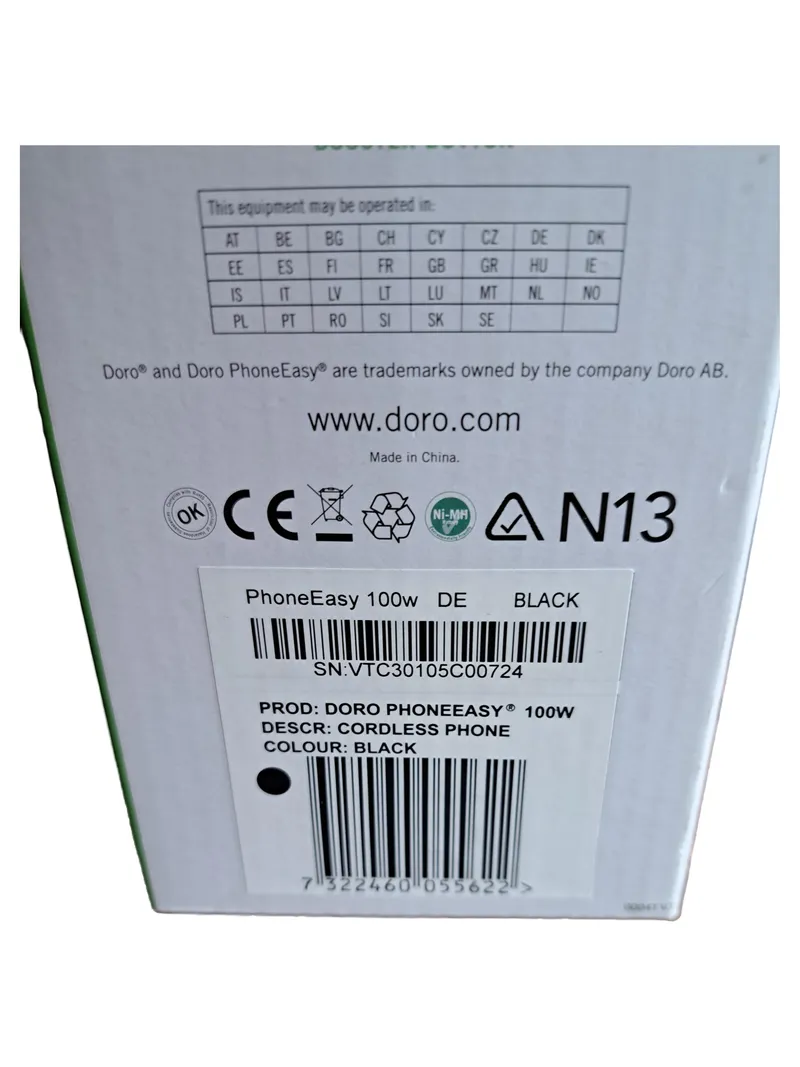 Doro PhoneEasy 100W Schnurloses Telefon Schwarz Seniorentelefon DECT 3