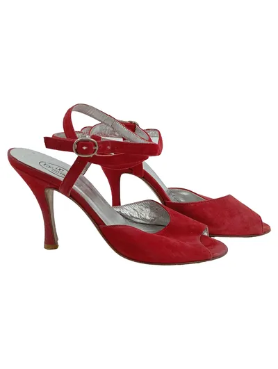 Élégance Damen Peeptoe Sandalen Rot Gr. 38 Elegant High Heels