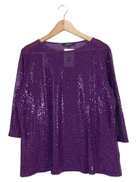 Bianca Bluse Damen 3/4 Arm Pailletten Lila Gr. 44 Party Glamourös 1