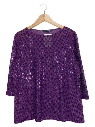 Bianca Bluse Damen 3/4 Arm Pailletten Lila Gr. 44 Party Glamourös