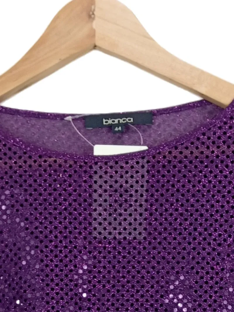 Bianca Bluse Damen 3/4 Arm Pailletten Lila Gr. 44 Party Glamourös 4