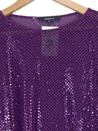 Bianca Bluse Damen 3/4 Arm Pailletten Lila Gr. 44 Party Glamourös 5