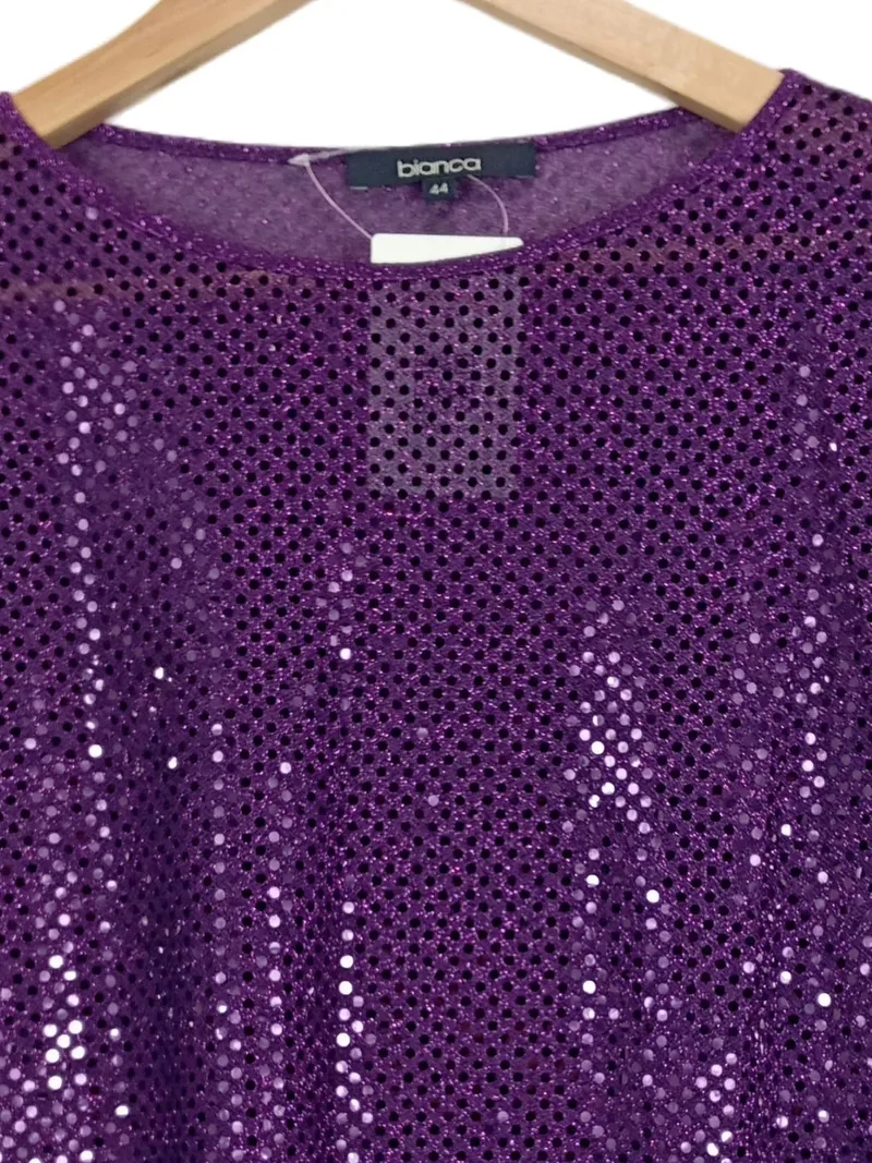 Bianca Bluse Damen 3/4 Arm Pailletten Lila Gr. 44 Party Glamourös 5