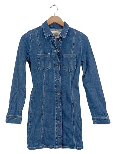 ZARA Jeanskleid Damen Gr. 34/XS Blau Denim Casual Minikleid