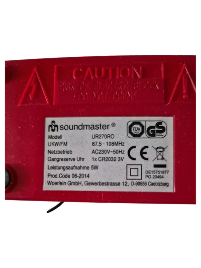 Soundmaster Action Hero Radiowecker UR270RO Rot UKW/FM Radio Wecker