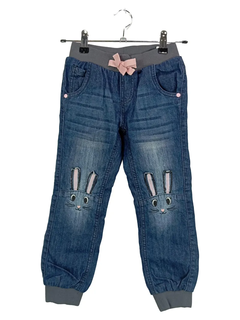 Dopodopo Girls Jeans Hose Kinder Gr. 110 Hasen Applikation Blau 1