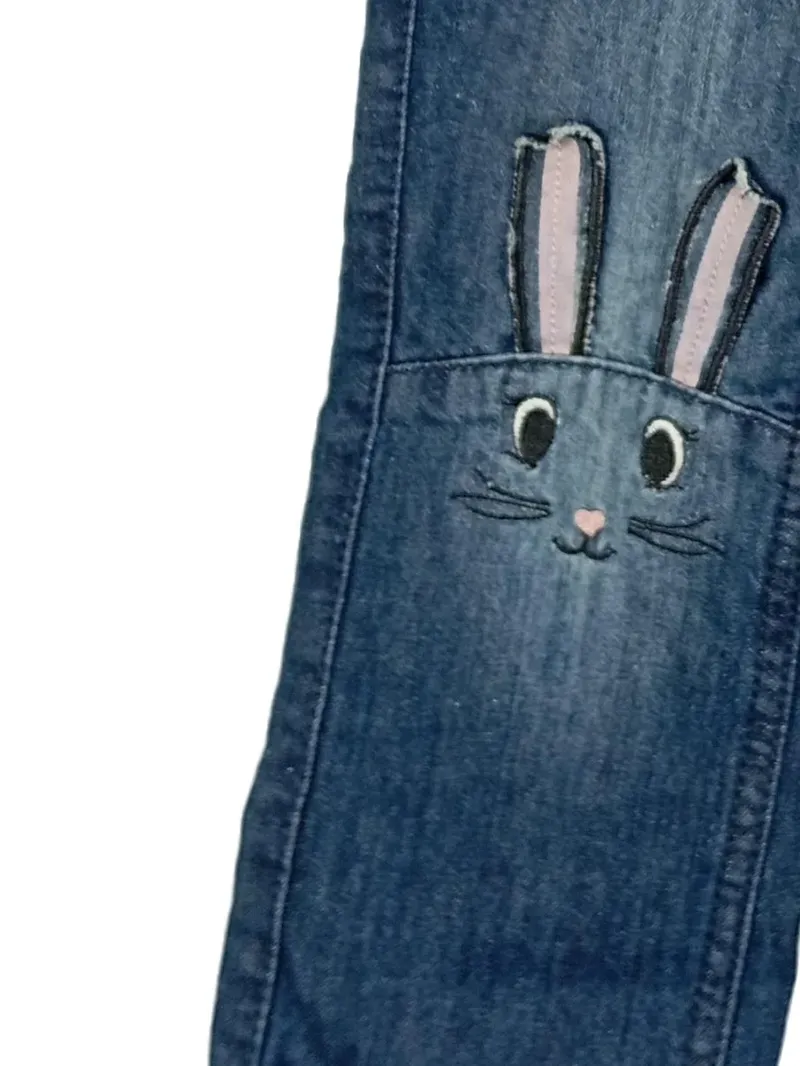 Dopodopo Girls Jeans Hose Kinder Gr. 110 Hasen Applikation Blau 2
