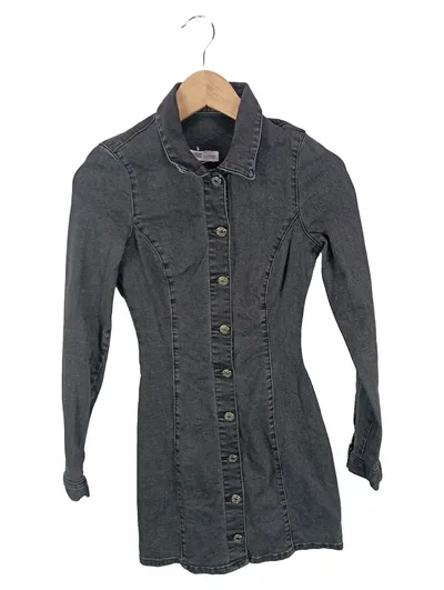 ZARA Damen Jeanskleid Grau 34;XS Knopfleiste Casual Minikleid