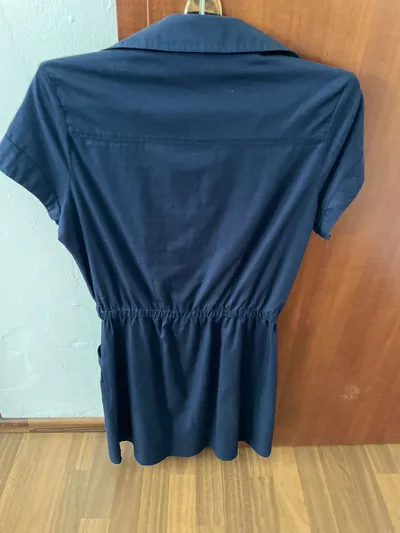 Collezione Damen Blusenkleid Gr. 38/M Blau Casual Baumwolle Kurzarm