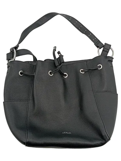 s.Oliver Damen Beuteltasche Eimer Tasche Schwarz Casual Polyurethan