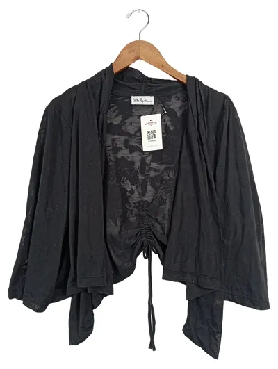 Ulla Popken Damen Strickjacke Gr. 38/M Schwarz mit Blumenmuster