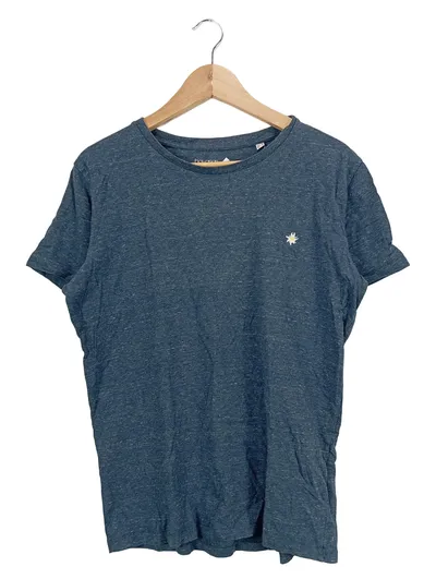 Bavarian Caps Herren T-Shirt Edelweiß-Stickerei Gr. M Blau Meliert