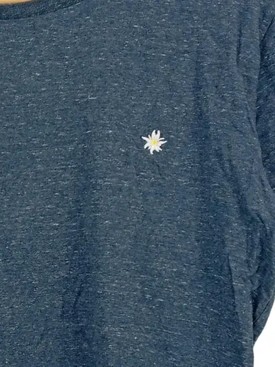 Bavarian Caps Herren T-Shirt Edelweiß-Stickerei Gr. M Blau Meliert
