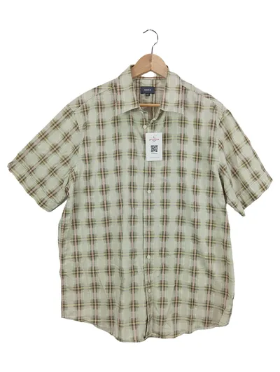 MEXX Herren Hemd kariert Kurzarm Beige Gr. XXL Baumwolle