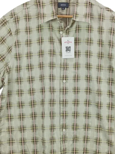 MEXX Herren Hemd kariert Kurzarm Beige Gr. XXL Baumwolle