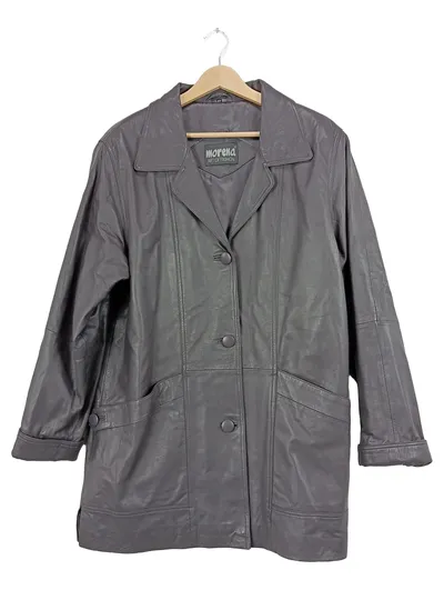 Morena Lederjacke Damen Grau Klassisch Echtleder UNI