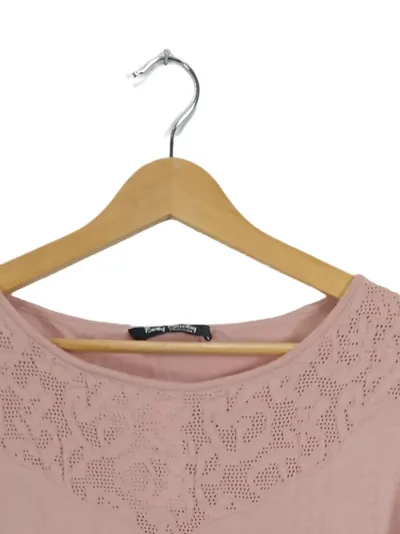 Betty Barclay Pullover Damen Rosa Lochmuster 3/4-Arm Gr. 38 M
