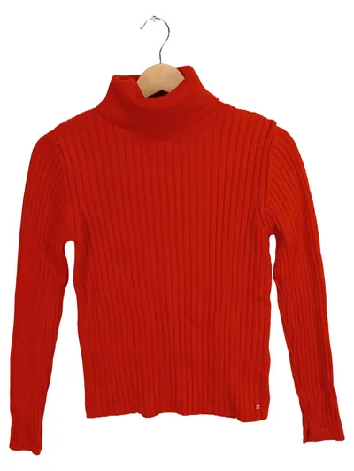 Marc O'Polo Damen Rollkragenpullover Rot Wolle Rippstrick Gr. 36/S