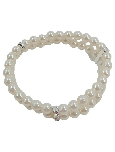 KLEIDER MÜLLER Damen Perlenarmband Weiß Elegant Strass Armschmuck