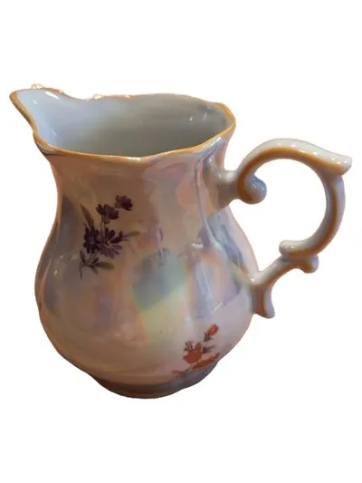 Oscar Schlegelmilch Milchkännchen Porzellan Vintage Blumen Mehrfarbig 10cm