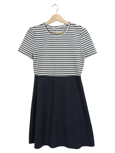 ZARA TRAFALUC Damen Freizeitkleid gestreift Schwarz Weiß Gr. 38 Casual