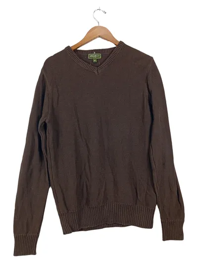 Eddie Bauer Herren Pullover V-Ausschnitt Strickpullover Gr. 48/M Braun Casual