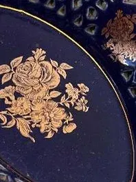 MF Design Porzellan Dekoschale Rosen Lochmuster Blau Festlich 14.5cm