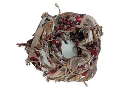 s.Oliver Damen Schal Tuch Blumenmuster Fransen Beige Rot Bohemian
